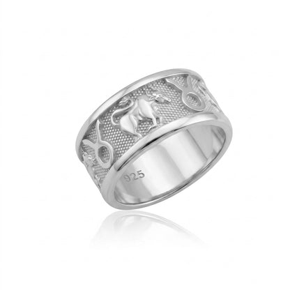 Taurus Zodiac Silver Band Ring