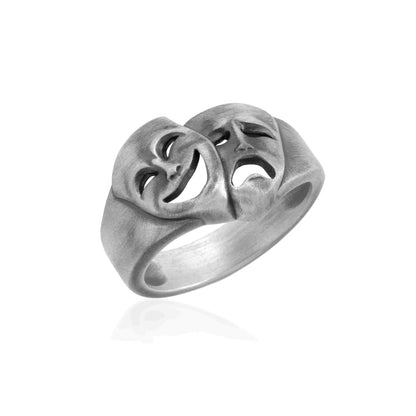 Theatre Mask Silver Ring