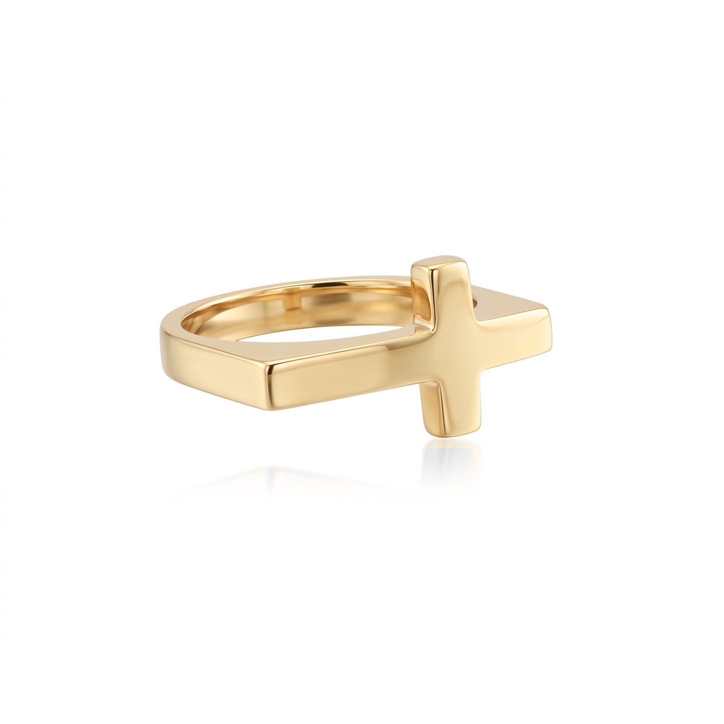 Minimal Cross Silver Ring