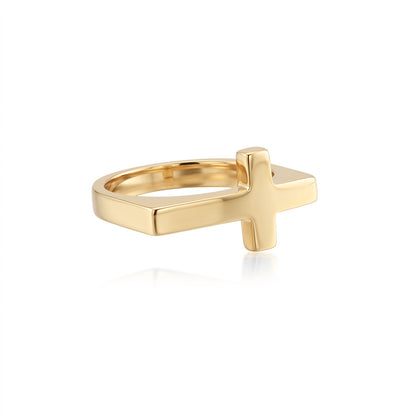 Minimal Cross Silver Ring