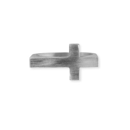 Minimal Cross Silver Ring