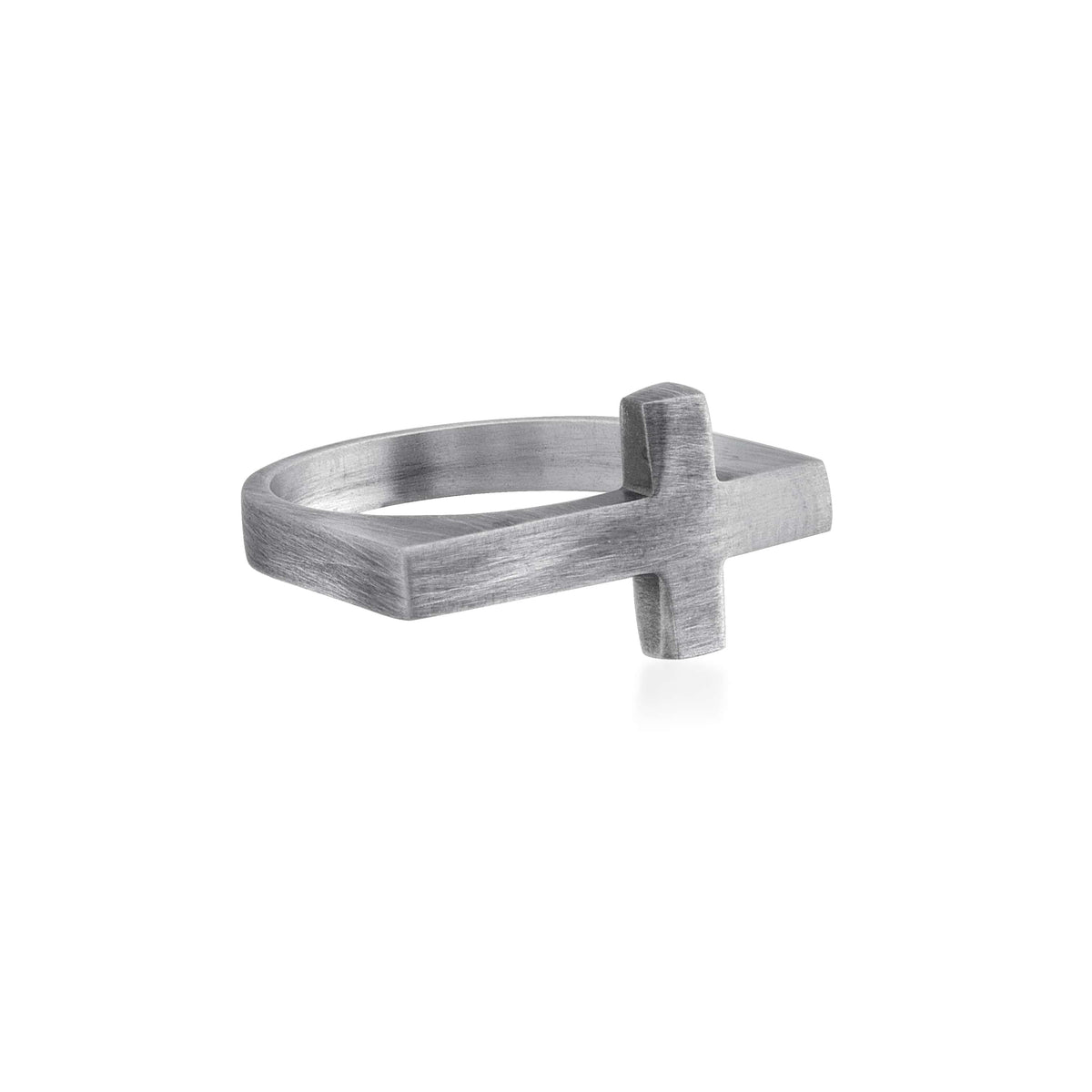 Minimal Cross Silver Ring
