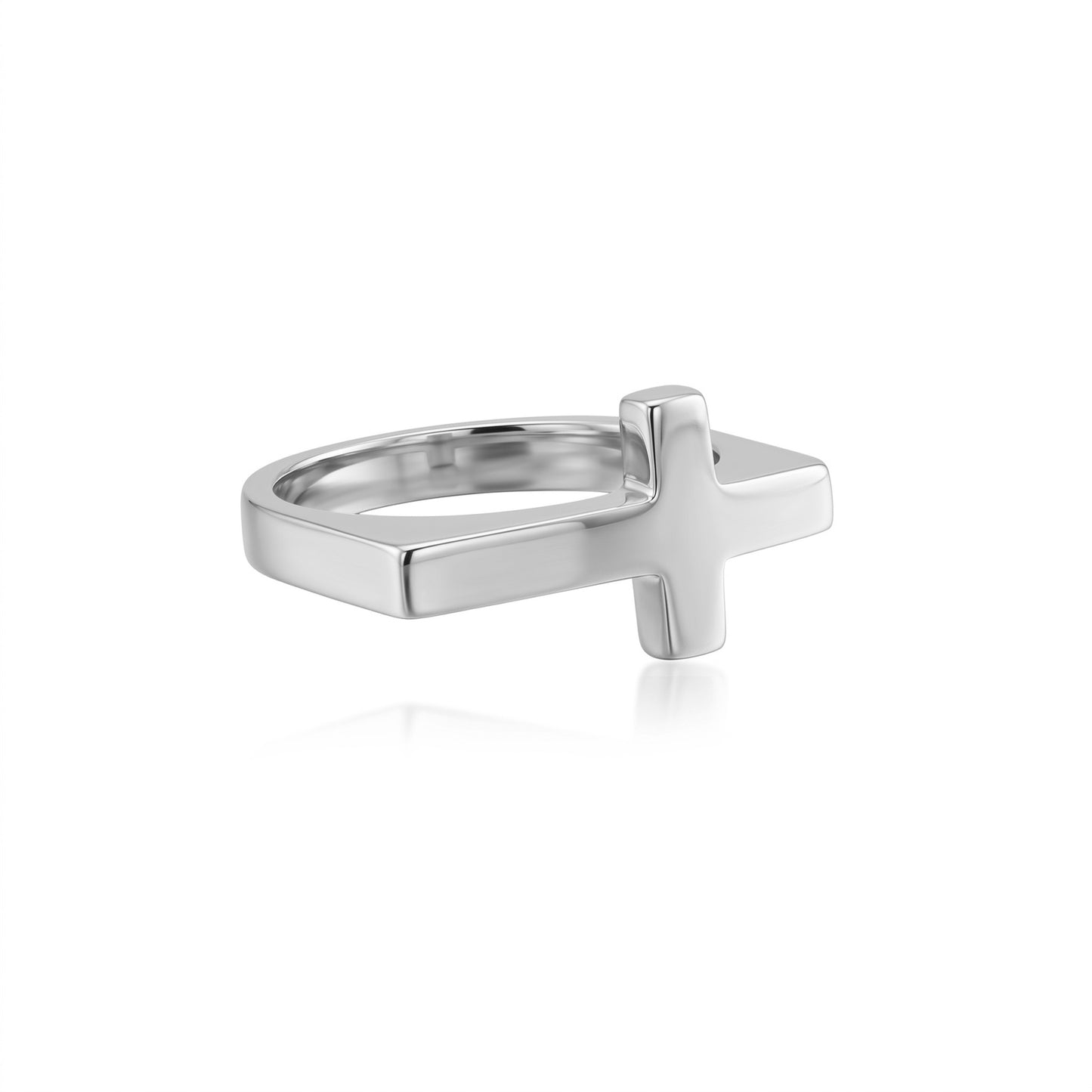 Minimal Cross Silver Ring