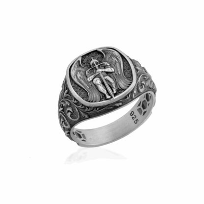 Archangel Sword Silver Ring