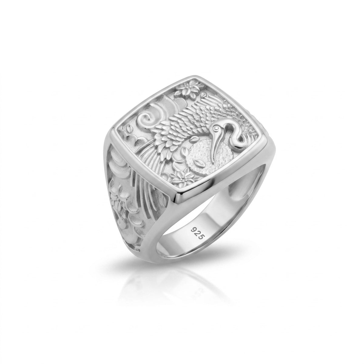 Sacred Crane Signet Ring