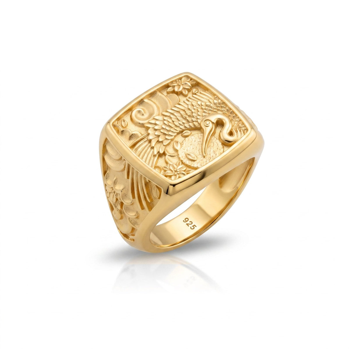 Sacred Crane Signet Ring