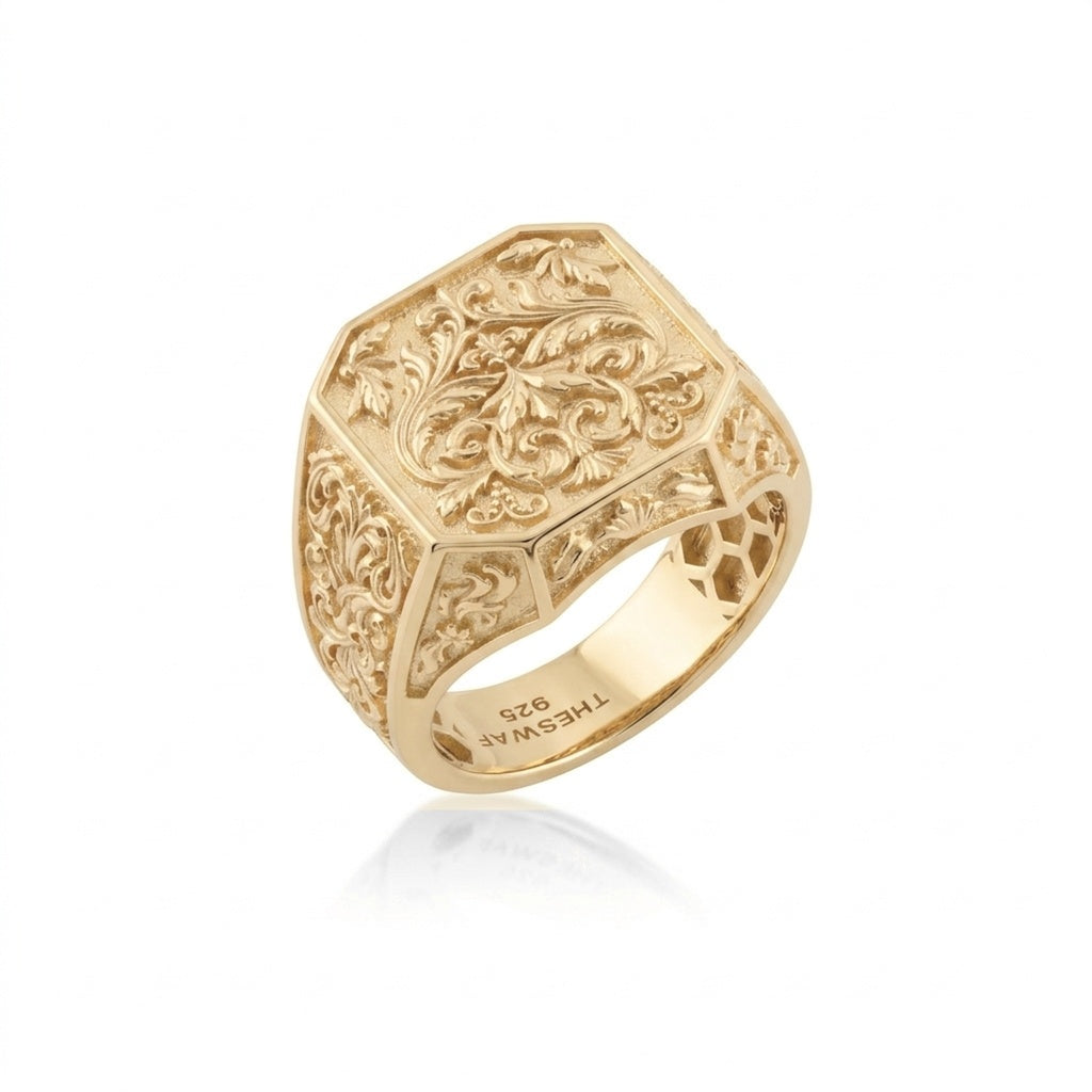 Baroque Acanthus Heraldic Signet Ring