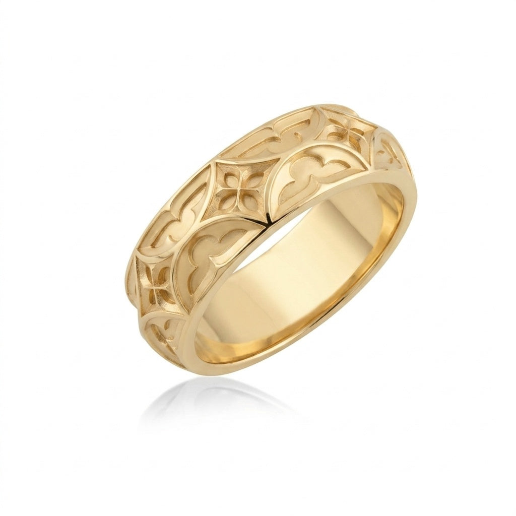Gothic Quatrefoil Band Ring