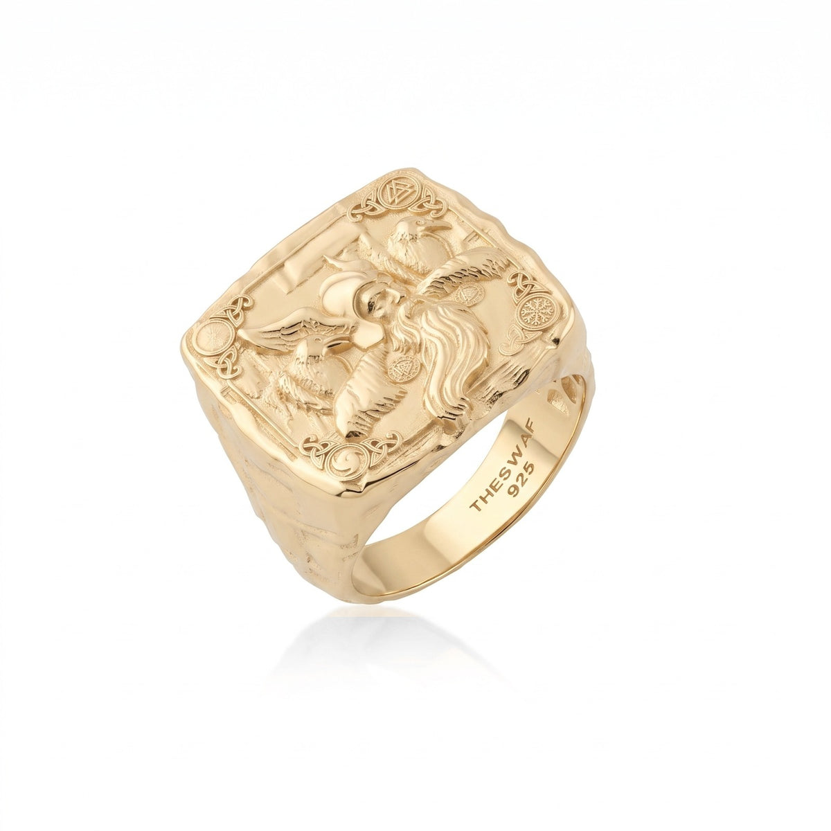 Odin and Ravens Norse Signet Ring