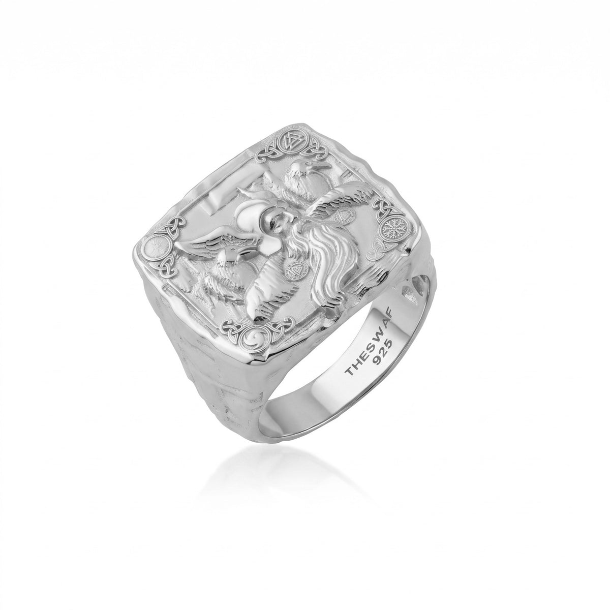 Odin and Ravens Norse Signet Ring