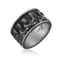 Apostles Council Panorama Band Ring in 925 sterling silver oxidized, alternate angle 1