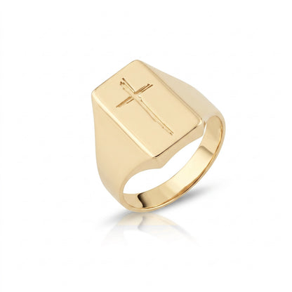 Quiet Faith Cross Signet Ring