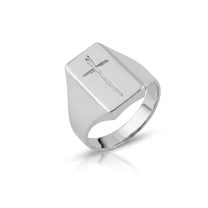 Quiet Faith Cross Signet Ring