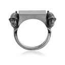 Ancient Guardians Blank Signet Ring in 925 sterling silver oxidized, alternate angle 1
