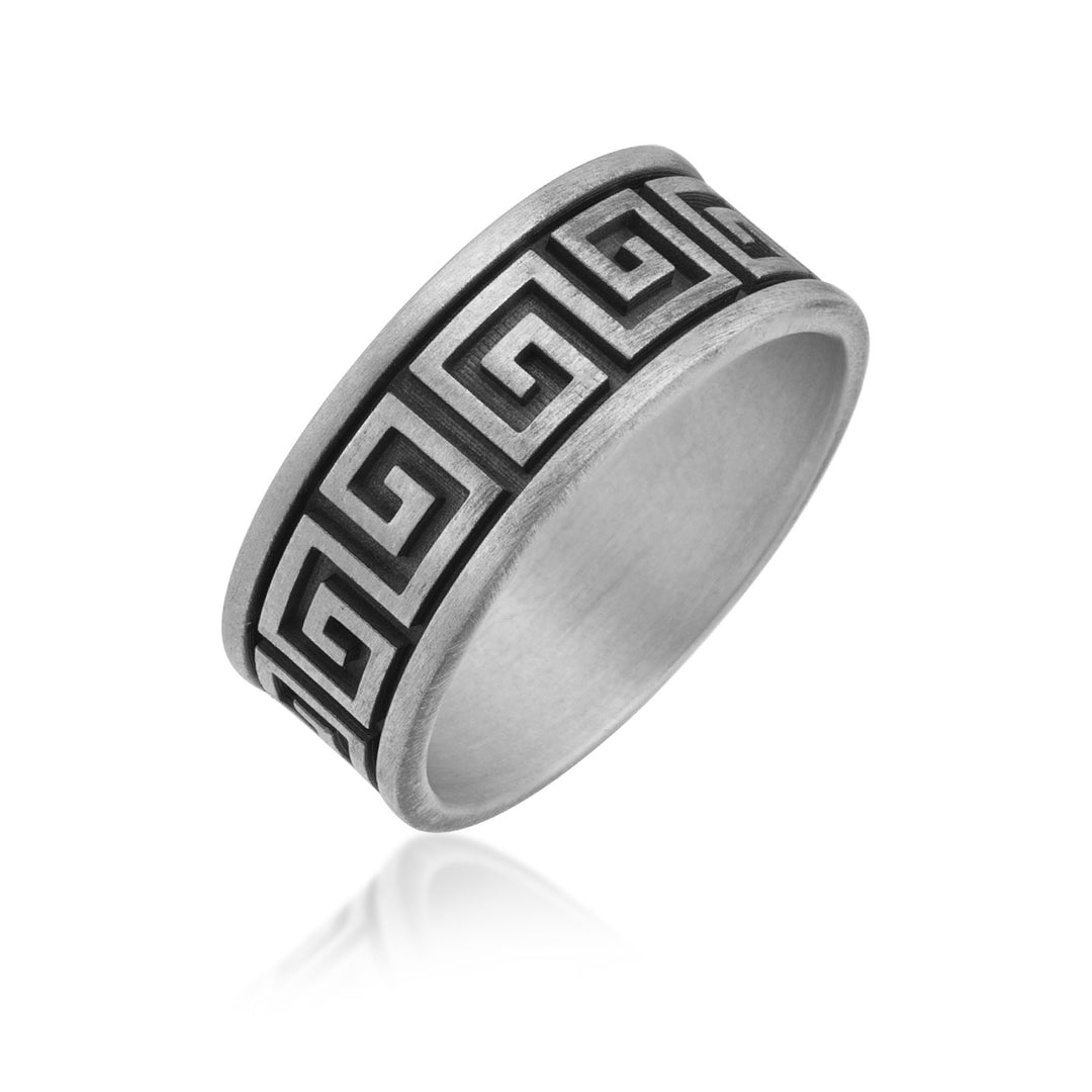 Greek Key Meander Band Ring