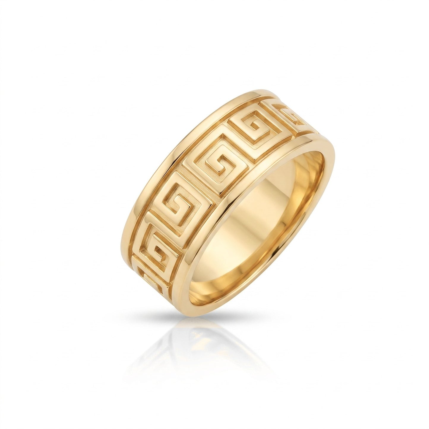 Greek Key Meander Band Ring