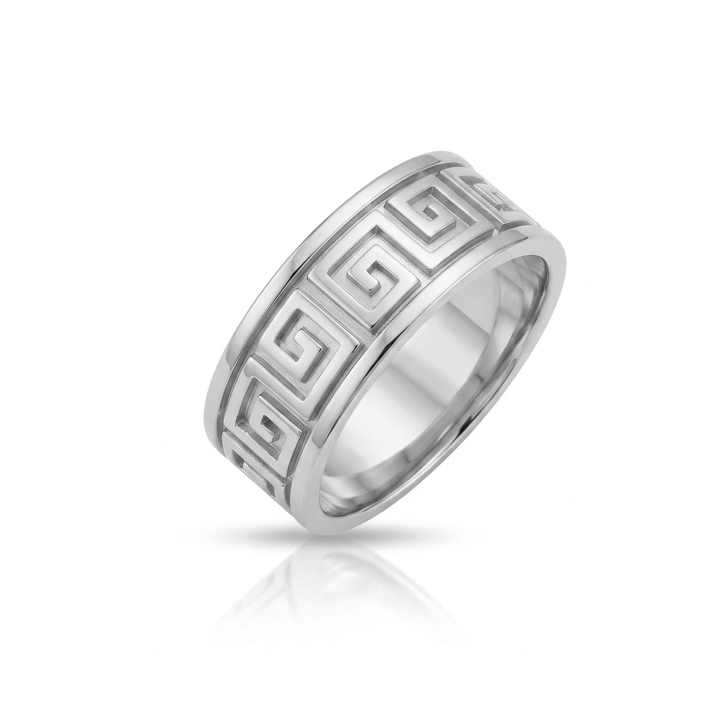 Greek Key Meander Band Ring