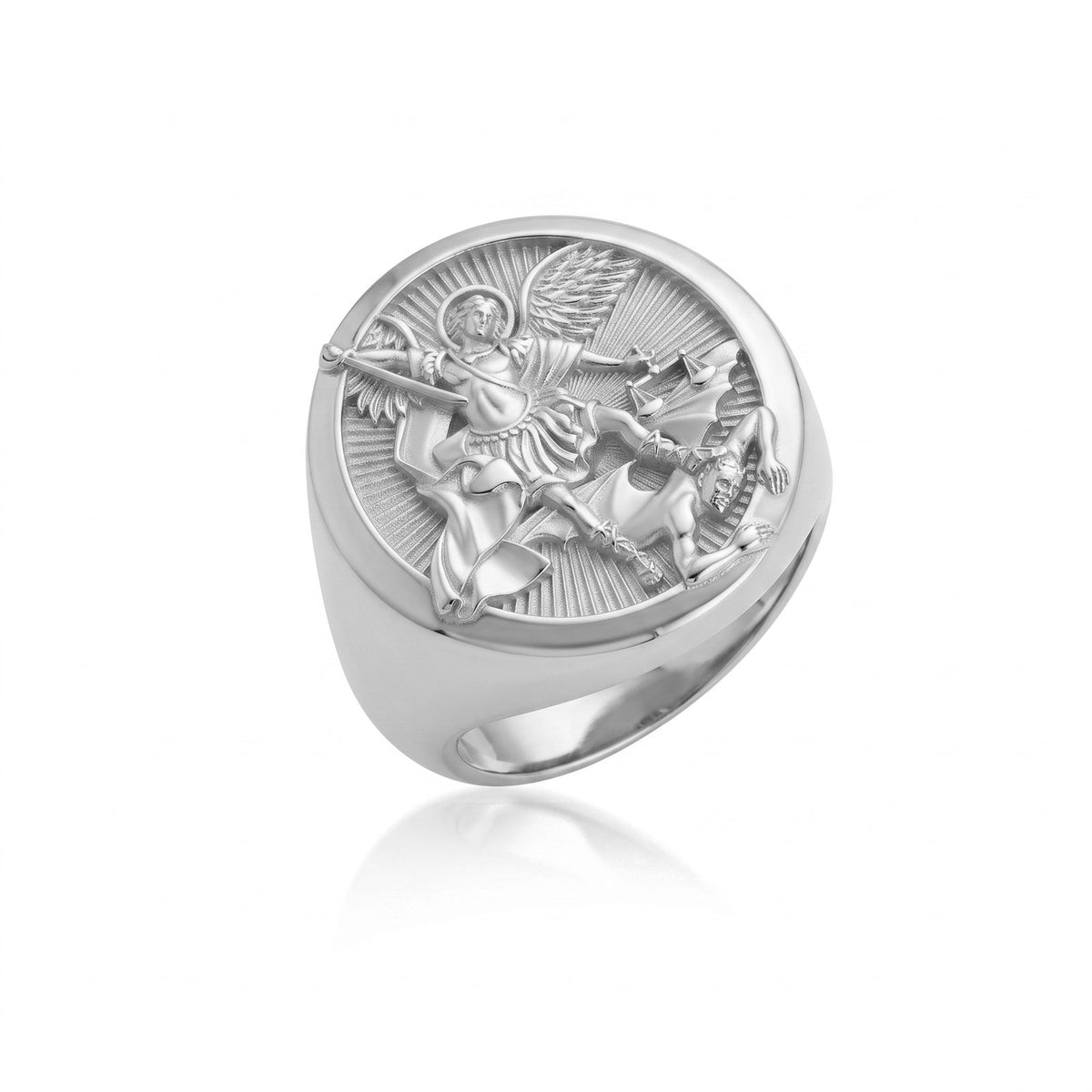 Saint Michael Sword and Scales Signet Ring