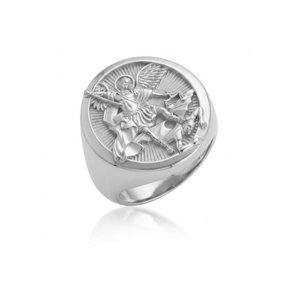 Saint Michael Sword and Scales Signet Ring