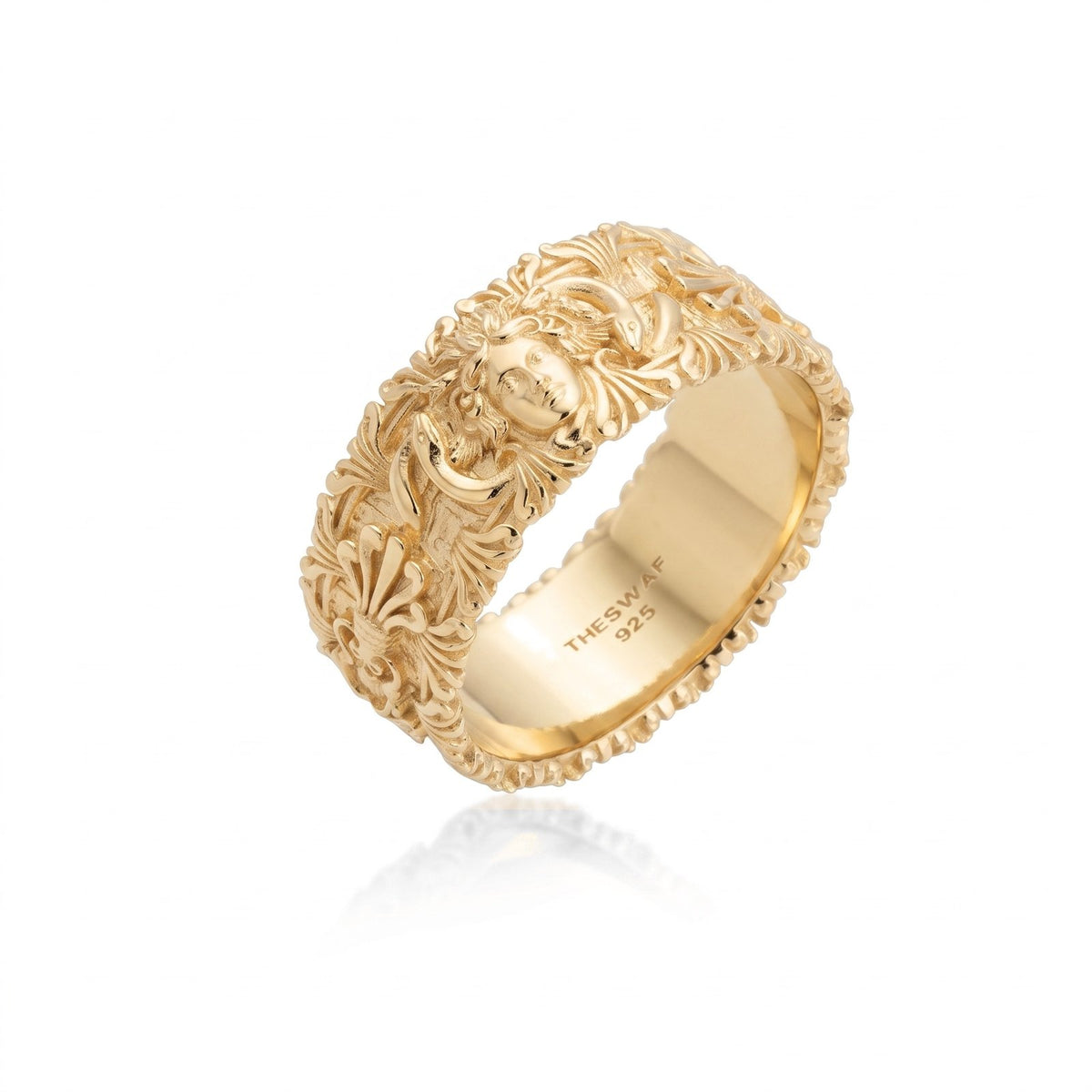 Medusa and Acanthus Relief Band Ring