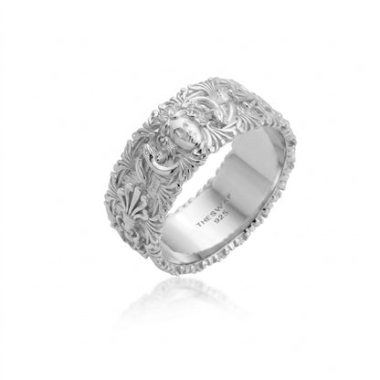 Medusa and Acanthus Relief Band Ring