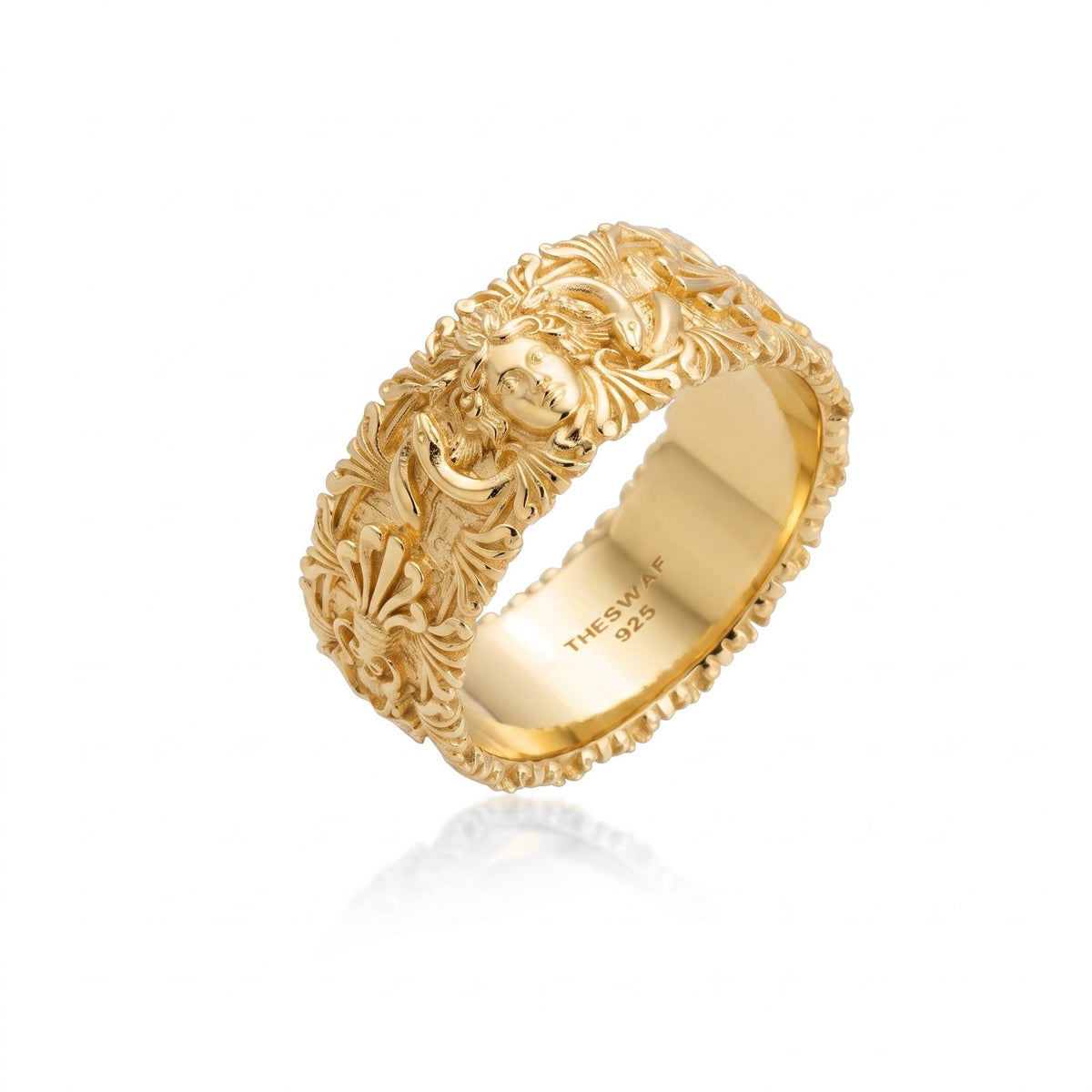 Medusa and Acanthus Relief Band Ring