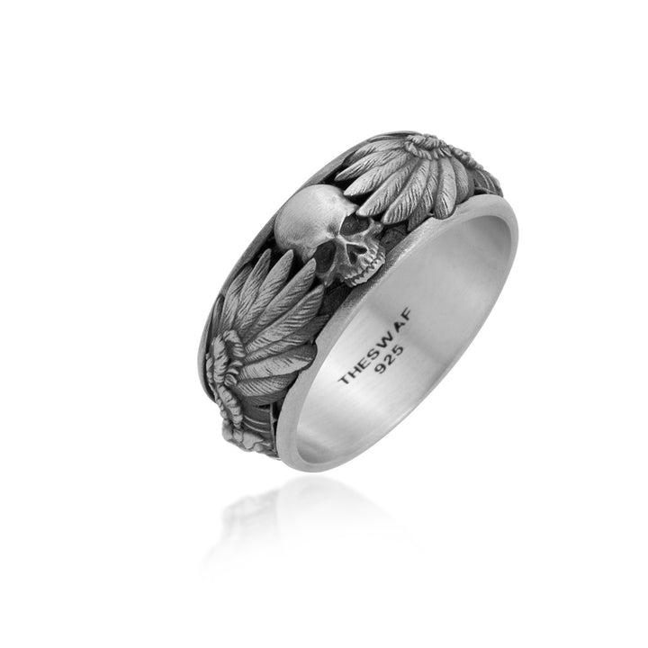 Winged Skull Memento Mori Band Ring