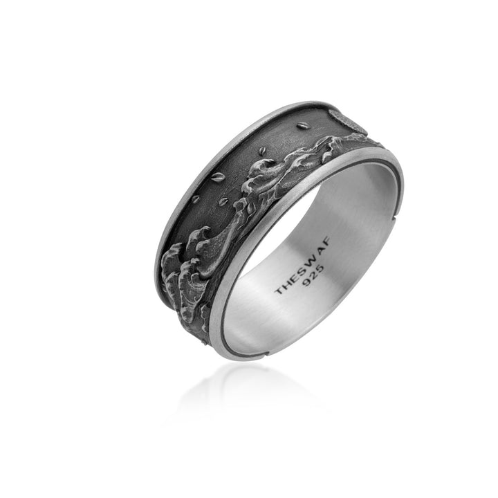 Ocean Wave Panorama Band Ring