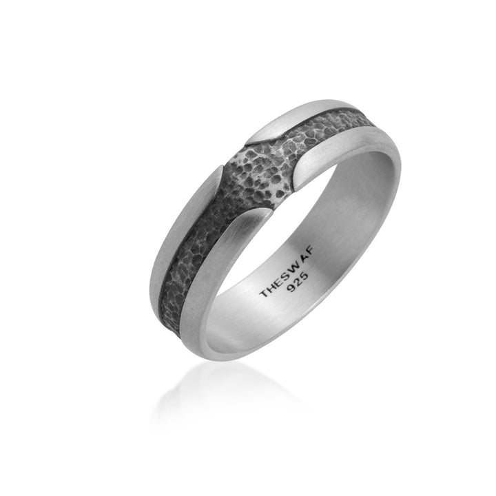 Hammered Channel Notch Band Ring