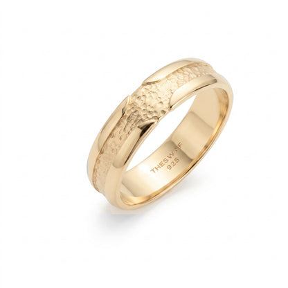 Hammered Channel Notch Band Ring