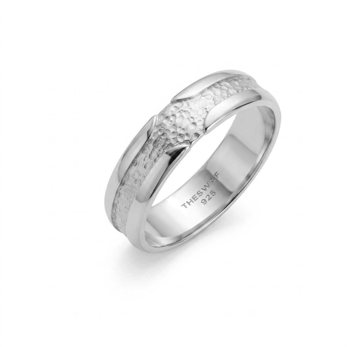 Hammered Channel Notch Band Ring