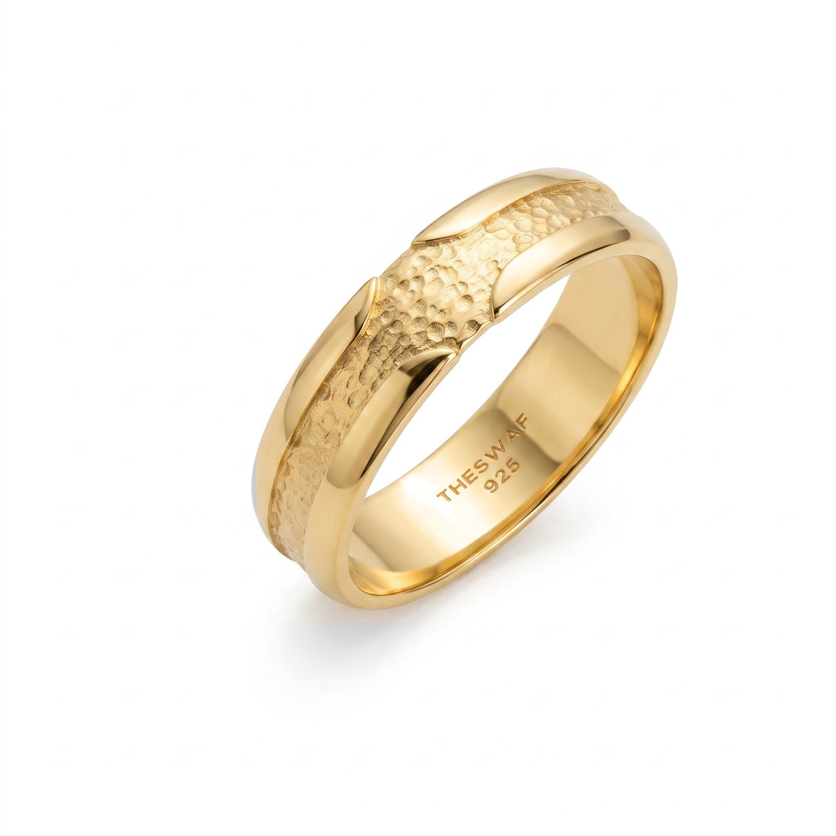 Hammered Channel Notch Band Ring