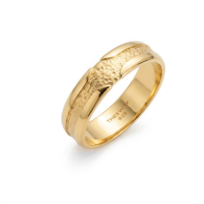 Hammered Channel Notch Band Ring