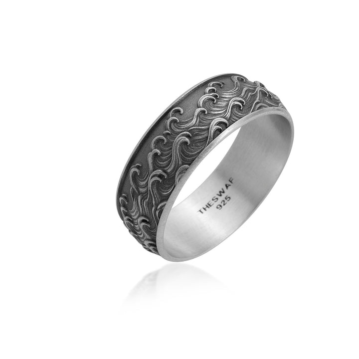 Rolling Wave Relief Band Ring
