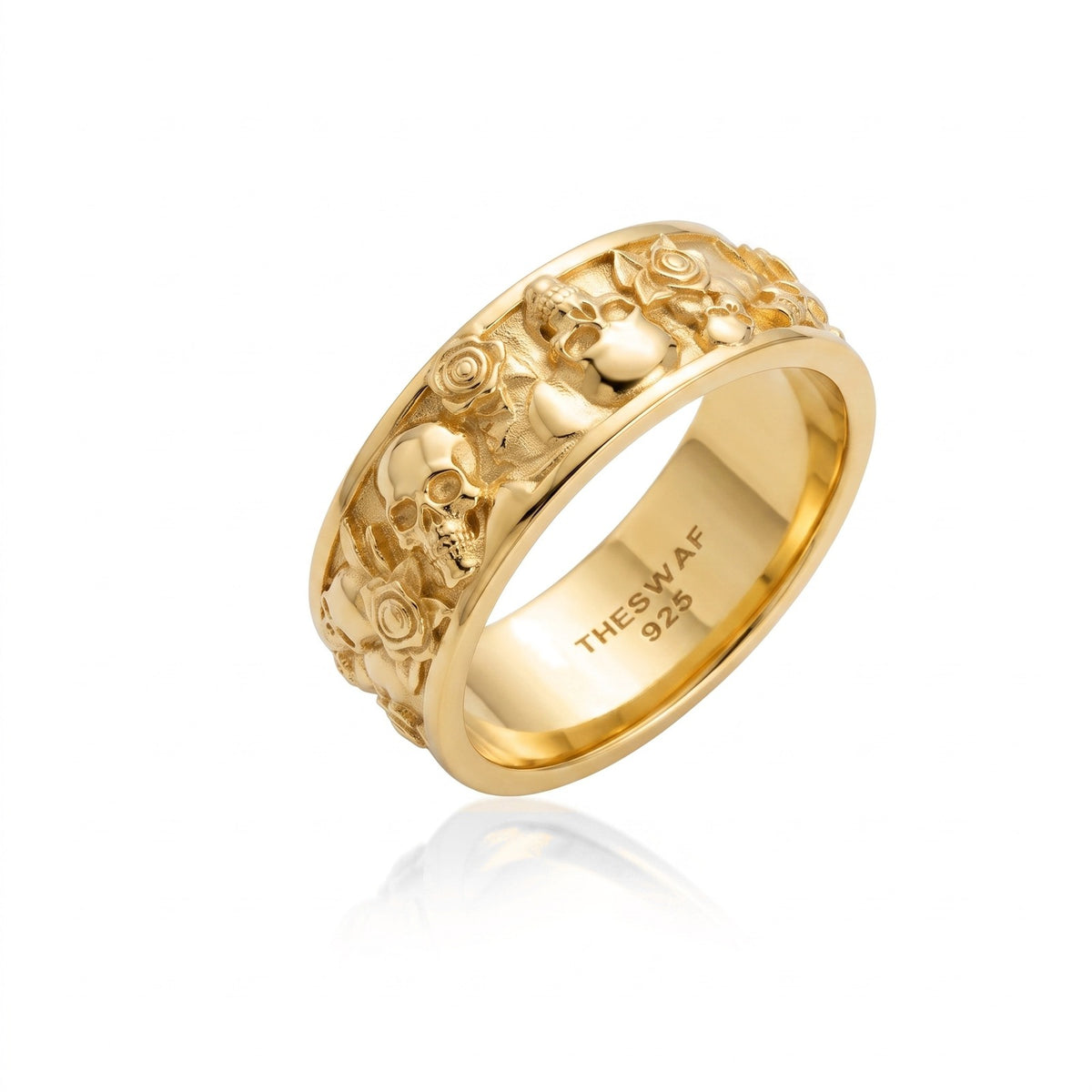 Skulls and Roses Memento Mori Band Ring