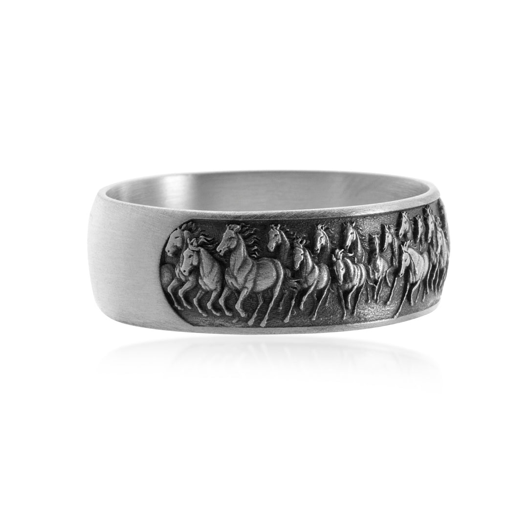 Horse Procession Frieze Band Ring