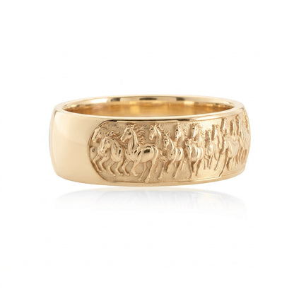 Horse Procession Frieze Band Ring