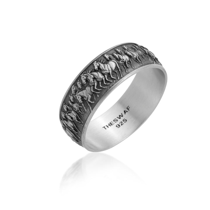 Horse Procession Frieze Band Ring