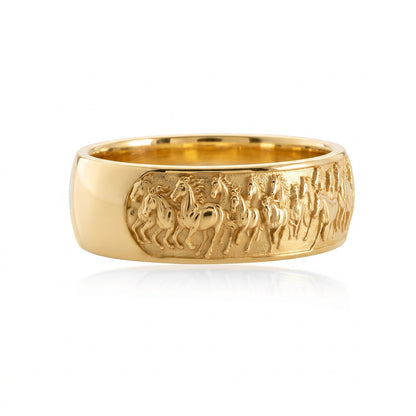 Horse Procession Frieze Band Ring