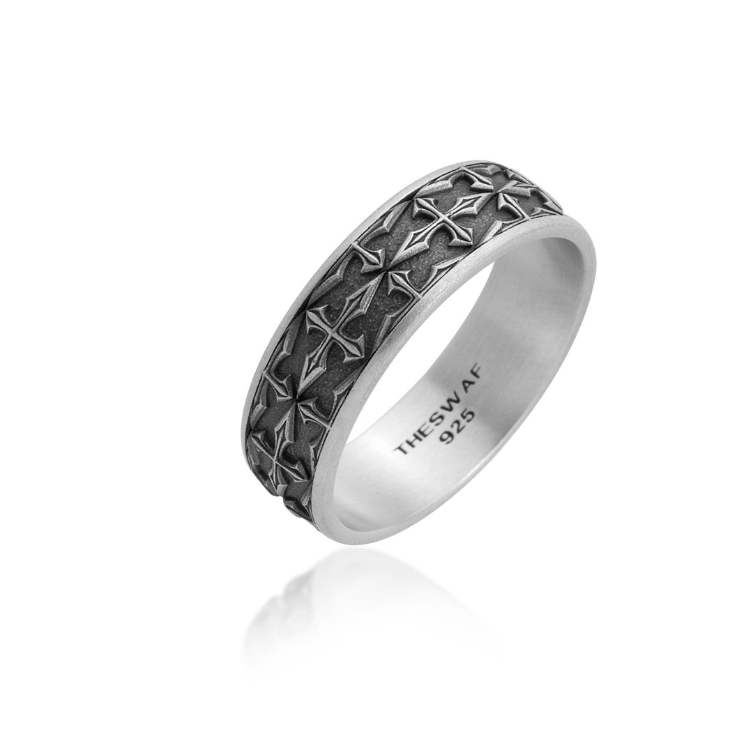 Gothic Cross Pattern Band Ring