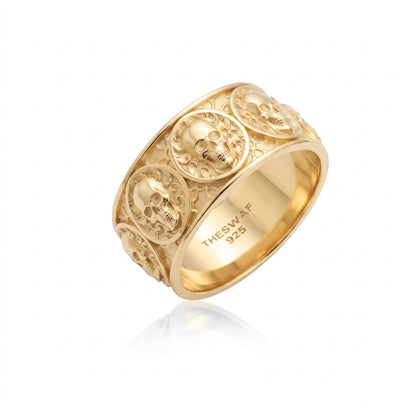 Triple Skull Memento Mori Band Ring