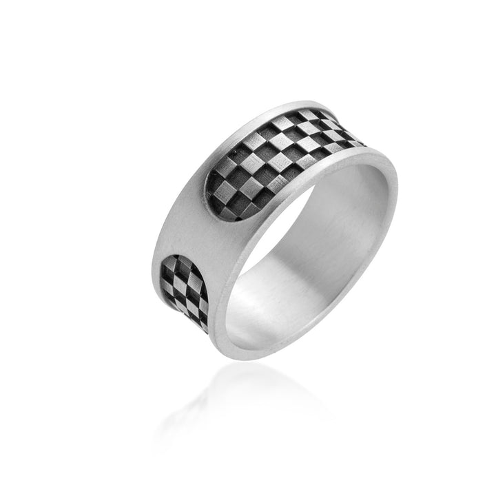 Checkerboard Geometric Band Ring