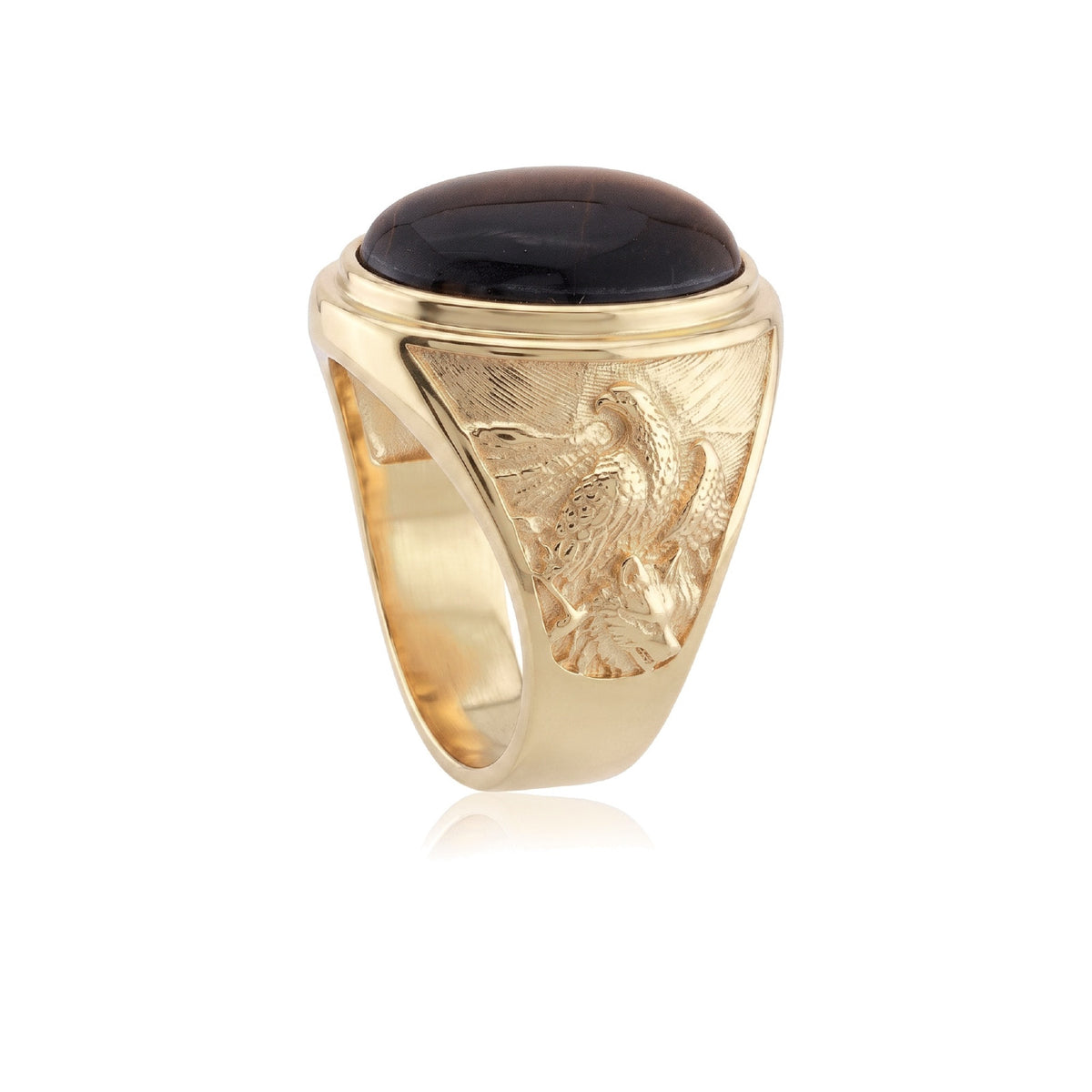 Eagle and Wolf Tiger Eye Ring