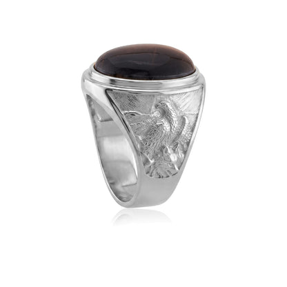 Eagle and Wolf Tiger Eye Ring