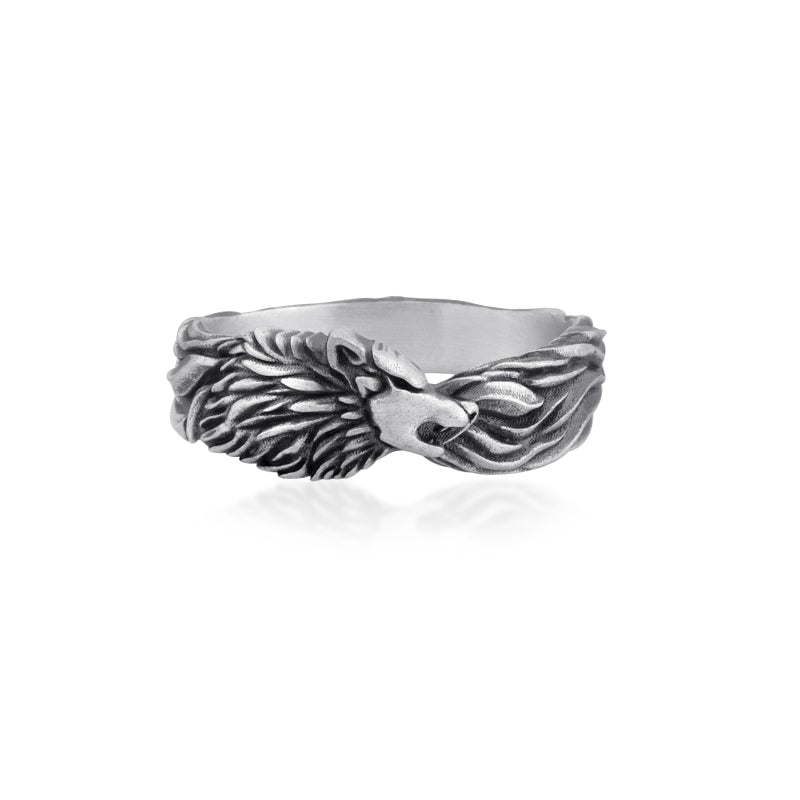 angry wolf band ring