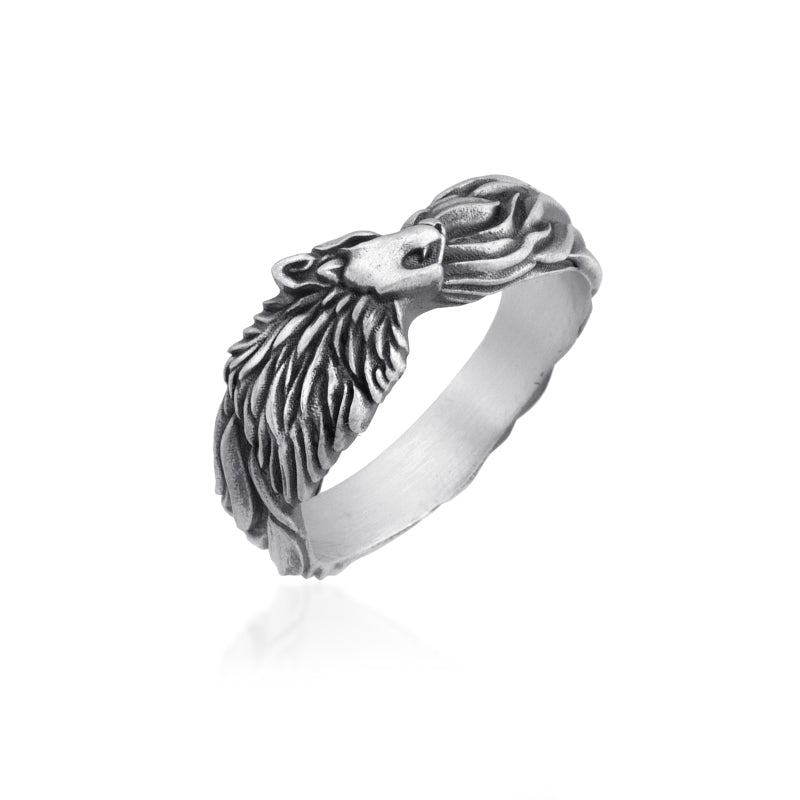 angry wolf band ring side view