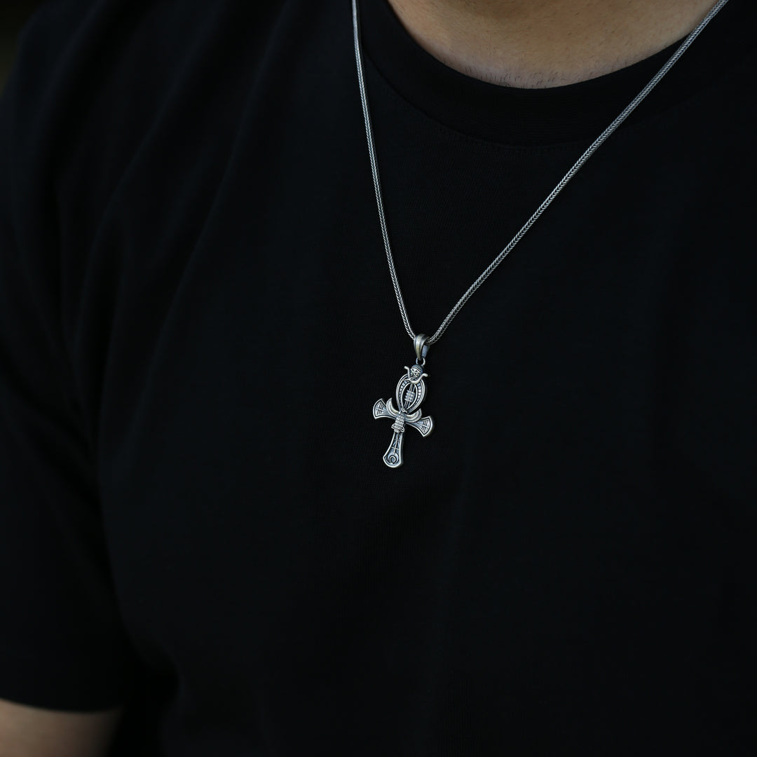 ankh with horus eye necklace on the neck preview