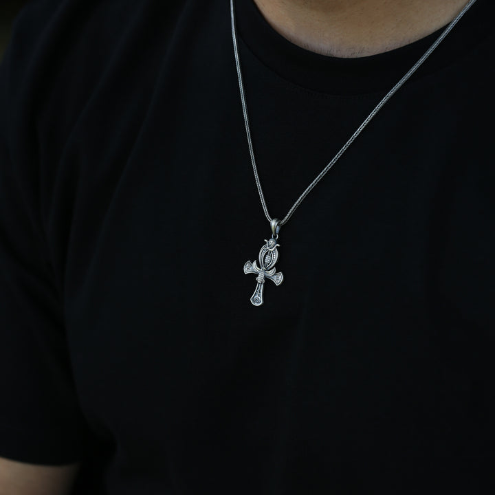 ankh with horus eye necklace on the neck preview