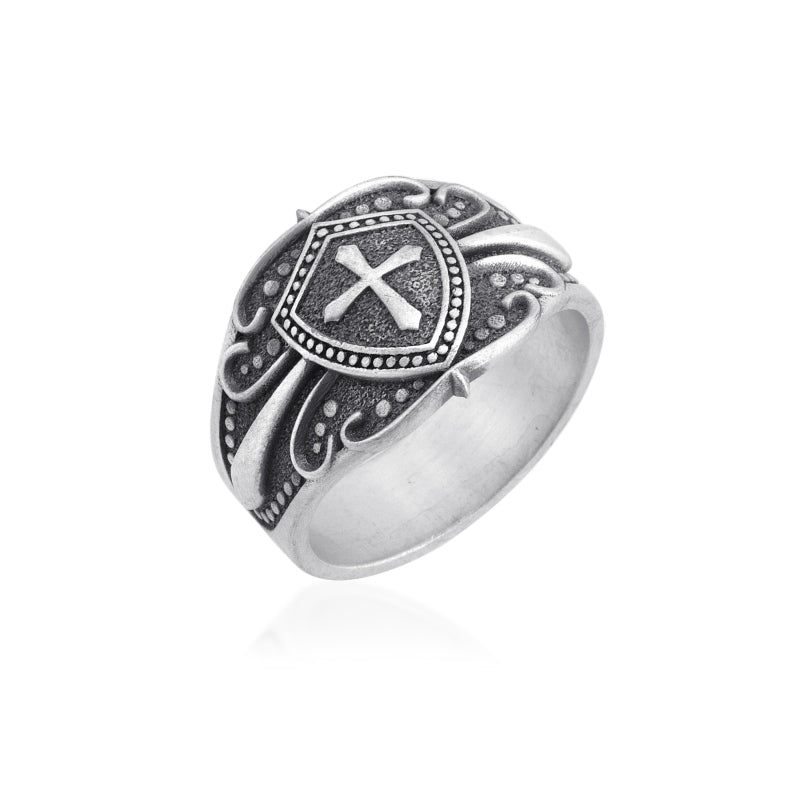 cross shield ring side view