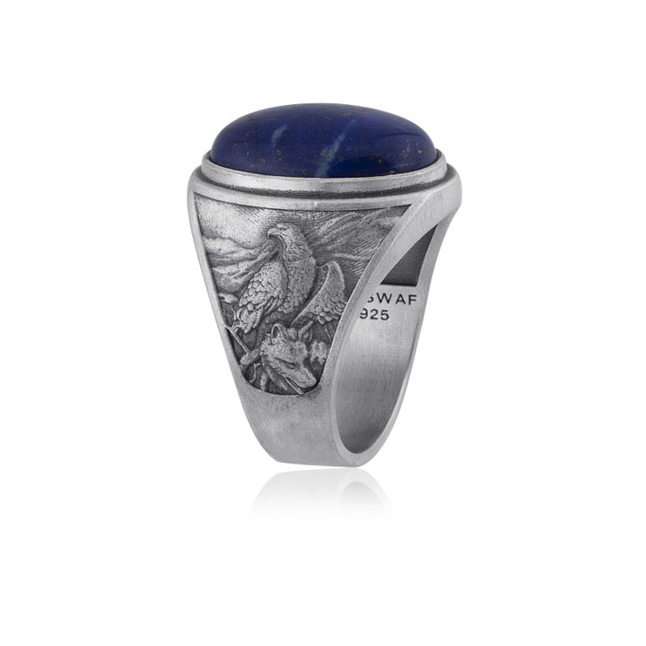 eagle and wolf lapis lazuli ring